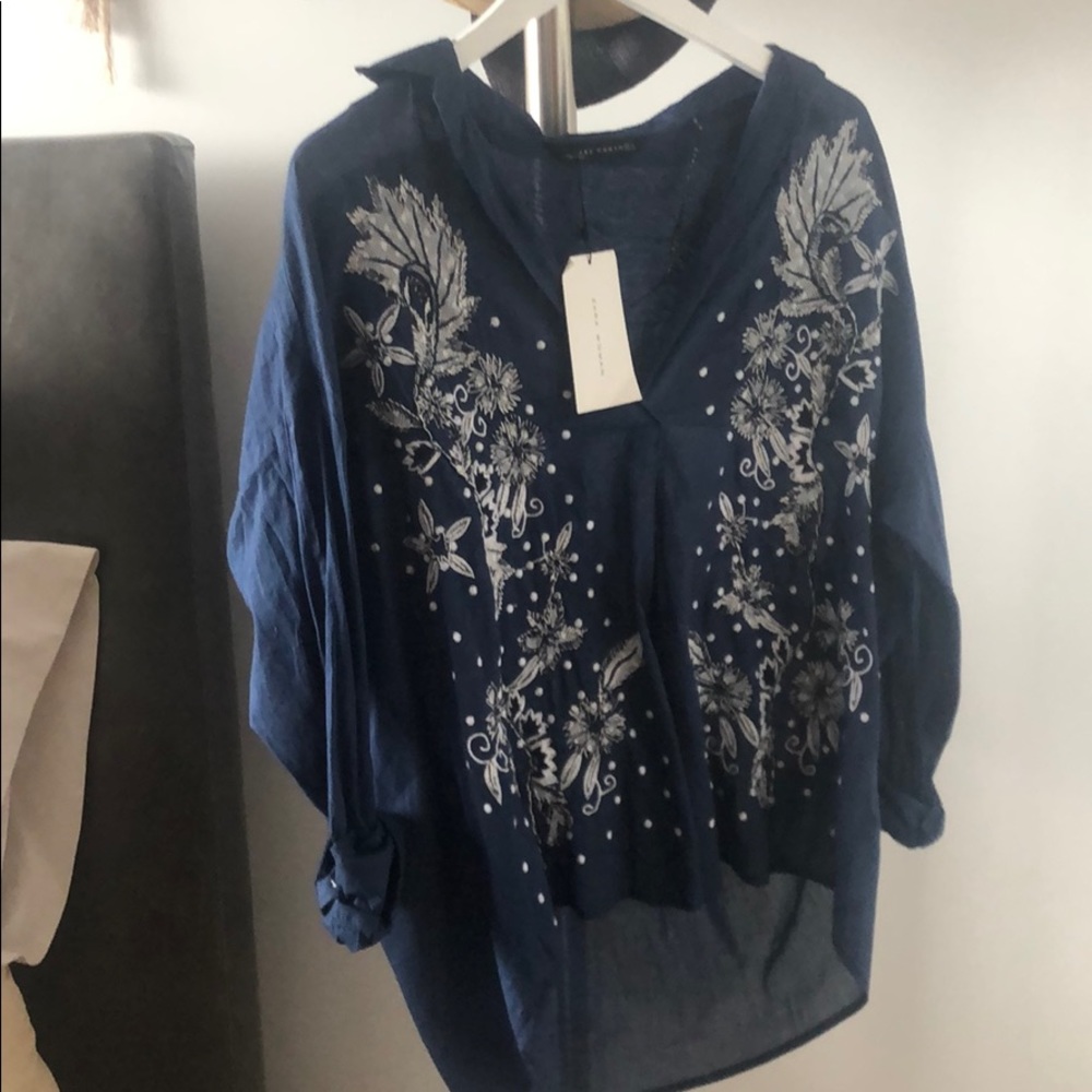 Blue Zara Embroidered Tunic
